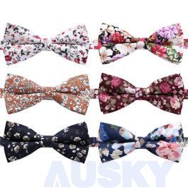 Floral Printed Cotton Bow Tie 