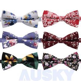 Floral Printed Cotton Bow Tie 