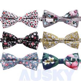 Floral Printed Cotton Bow Tie 